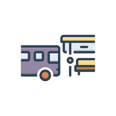 Color illustration icon for bus stop