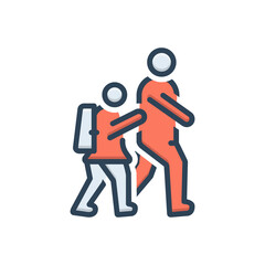 Color illustration icon for go to school