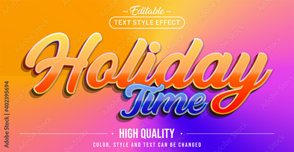 Poster editable text style effect - holiday time text style theme.