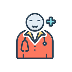 Color illustration icon for physician