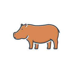 Color illustration icon for hippopotamus