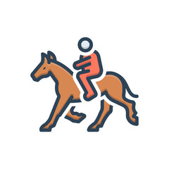 Color illustration icon for horse ride