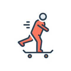 Color illustration icon for skateboard