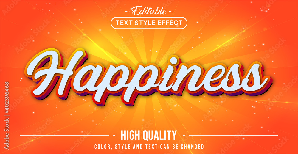 Wall mural editable text style effect - happiness text style theme.