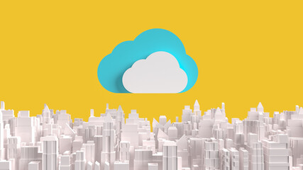 The cloud on city for technology network content 3d rendering