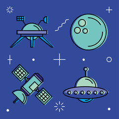 Space icon set vector design