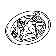 Coq au vin Icon. Doodle Hand Drawn or Outline Icon Style
