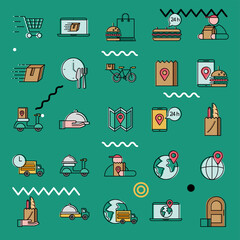 Food delivery symbol bundle vector design