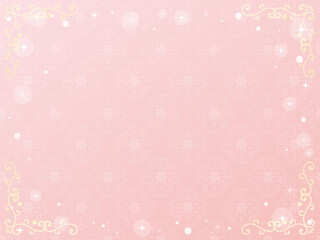 ダマスク模様　豪華なフレーム枠　カード　ピンク