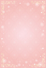 ダマスク模様　豪華なフレーム枠　カード　ピンク