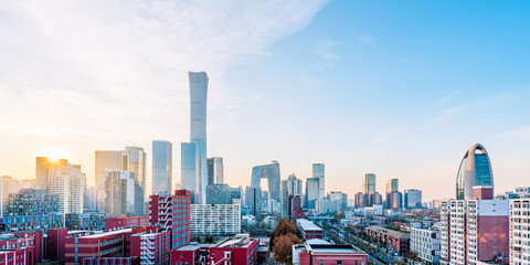 Sunny scenery of CBD complex in Beijing, China
