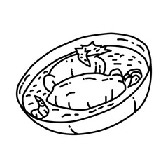 Quenelles de brochet Icon. Doodle Hand Drawn or Outline Icon Style