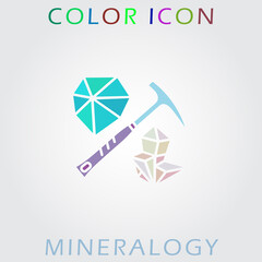 Color icon of mineralogy and geology. Premium quality color symbol collection.