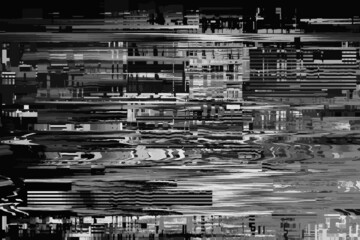 Digital Glitch Abstract Grayscale Vector Pattern Background Texture Banner