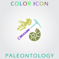 Color icon of paleontology and geology. Premium quality color symbol collection.
