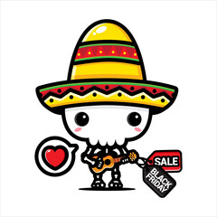 black friday celebration cute character vector design	
