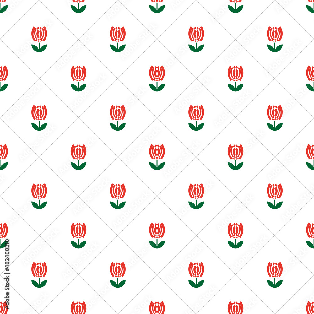 Poster seamless abstract flower pattern. white background and grid. geometric ornament graphic pattern.