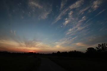 Golden light and clouds sky in the morning