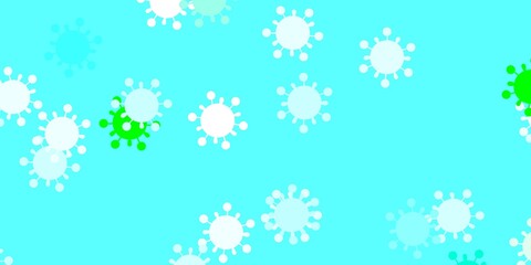 Fototapeta na wymiar Light blue, green vector backdrop with virus symbols.