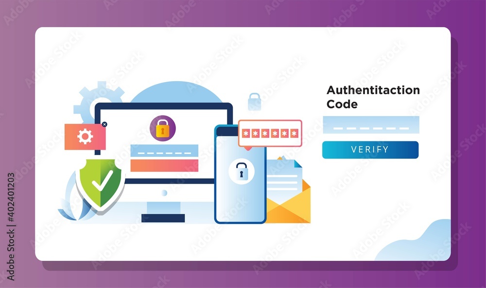 Poster two factor authentication illustration landing page