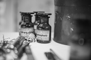 German Deutsch Wehrmacht World War II Times Old Medical Glass Capacity With Medical Solution. Small...