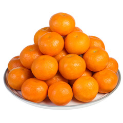 Tangerines on a plate isolated on white
