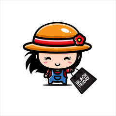 black friday celebration cute character vector design