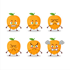 Orange fruit cartoon character with various angry expressions