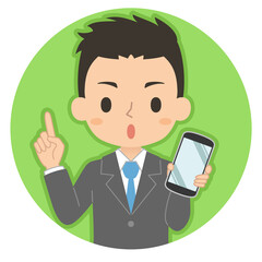スマホを持つ男性 セット イラスト Wall Mural Wallpaper Murals Ykc