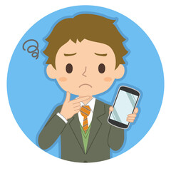 スマホを持つ男性 セット イラスト Wall Mural Wallpaper Murals Ykc