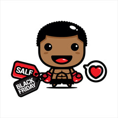 lack friday celebration cute character vector design