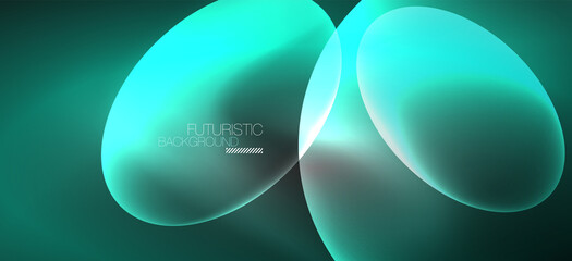 Neon ellipses abstract backgrounds. Shiny bright round shapes glowing in the dark. Vector futuristic illustrations for covers, banners, flyers and posters and other