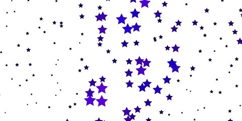 Dark Purple, Pink vector background with colorful stars.