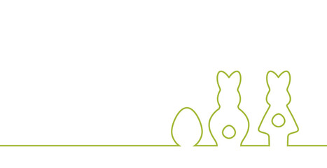 Couple of Easter Bunny with an egg, outline, silhouette, label, banner, vector, illustration