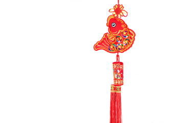 Obraz premium There are fish pendants every year in front of a white background