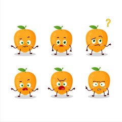 Cartoon character of orange fruit with what expression