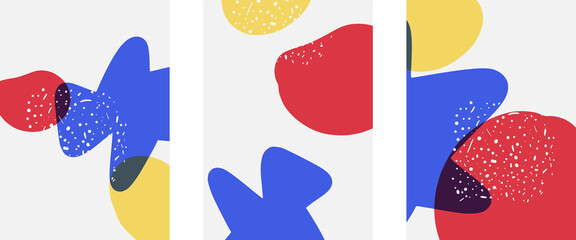 Hand drawn doodle shapes, wall art painting style, vector abstract background templates. A4 poster design or for covers, banners, flyers