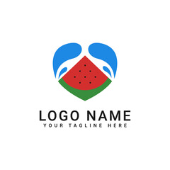 watermelon and water combination logo design