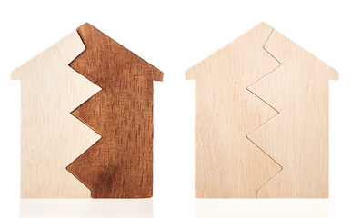 Broken house modell on white background