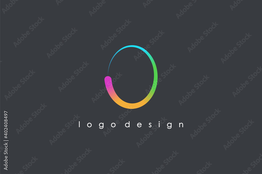 Poster abstract initial letter o logo. colorful circular comet wave style isolated on dark background. usab