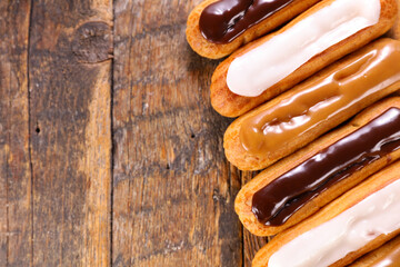 french coffee, vanilla and chocolate eclair