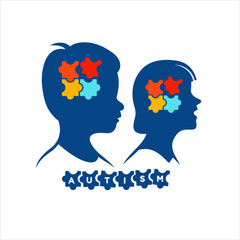 illustration of autism, kids, children, vector art.