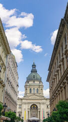 szent istvan basilica in between buildings in Budapest, Hungary
