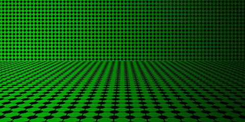 Background from circles connected in one grid. Perspective room.
