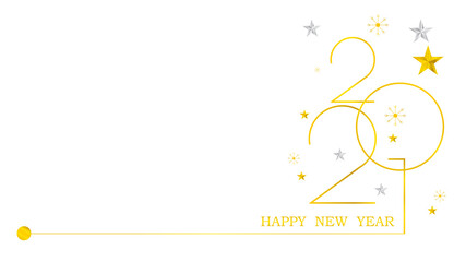 Happy new year 2021 realistic golden text balloons background Horizontal template for products, advertising, banners, web and postcards. Vector illustration.