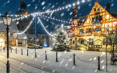 winterstimmung weihnachtlich Rathaus Harzgerode