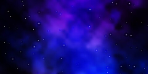 Dark Pink, Blue vector background with colorful stars.