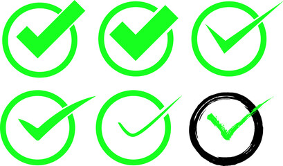 シンプルな丸いチェックマークセット