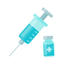 A syringe containing a vaccine against the virus The concept of vaccination against covid-19