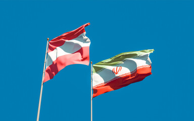 Flags of Iran and Austria.